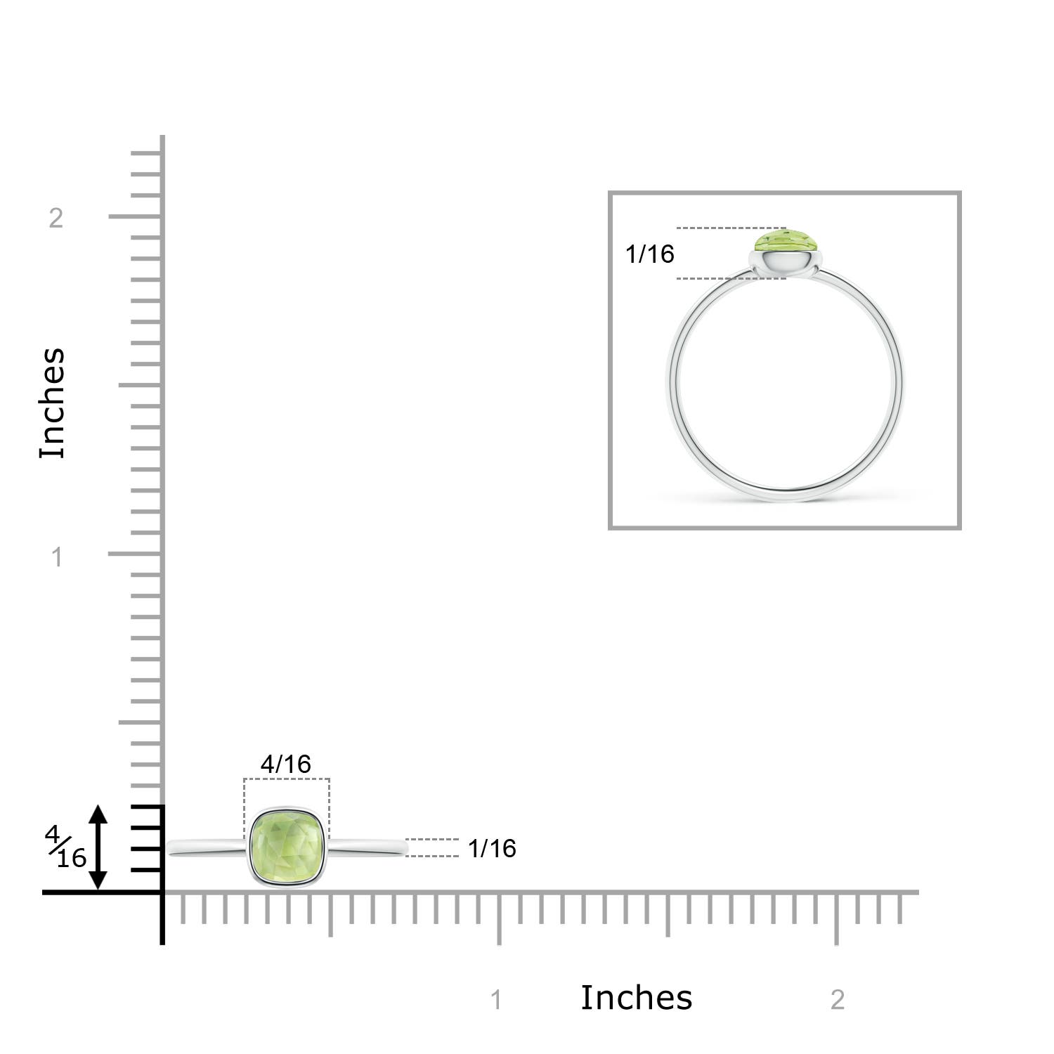 AAA - Peridot / 0.5 CT / 14 KT White Gold