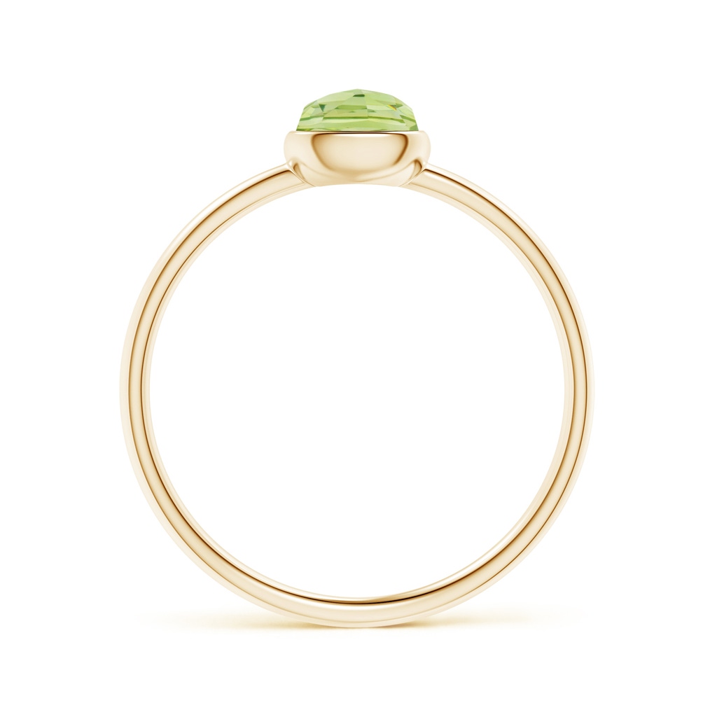 5mm AAA Bezel-Set Cushion Peridot Solitaire Ring in Yellow Gold Product Image