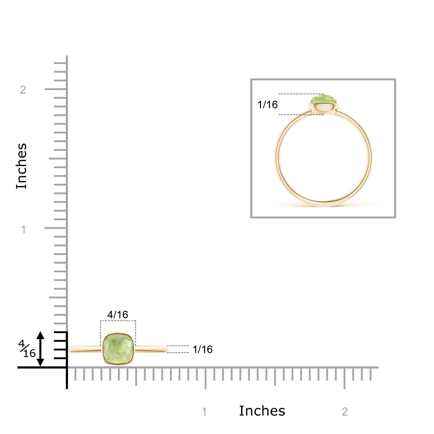 AAA - Peridot / 0.5 CT / 14 KT Yellow Gold