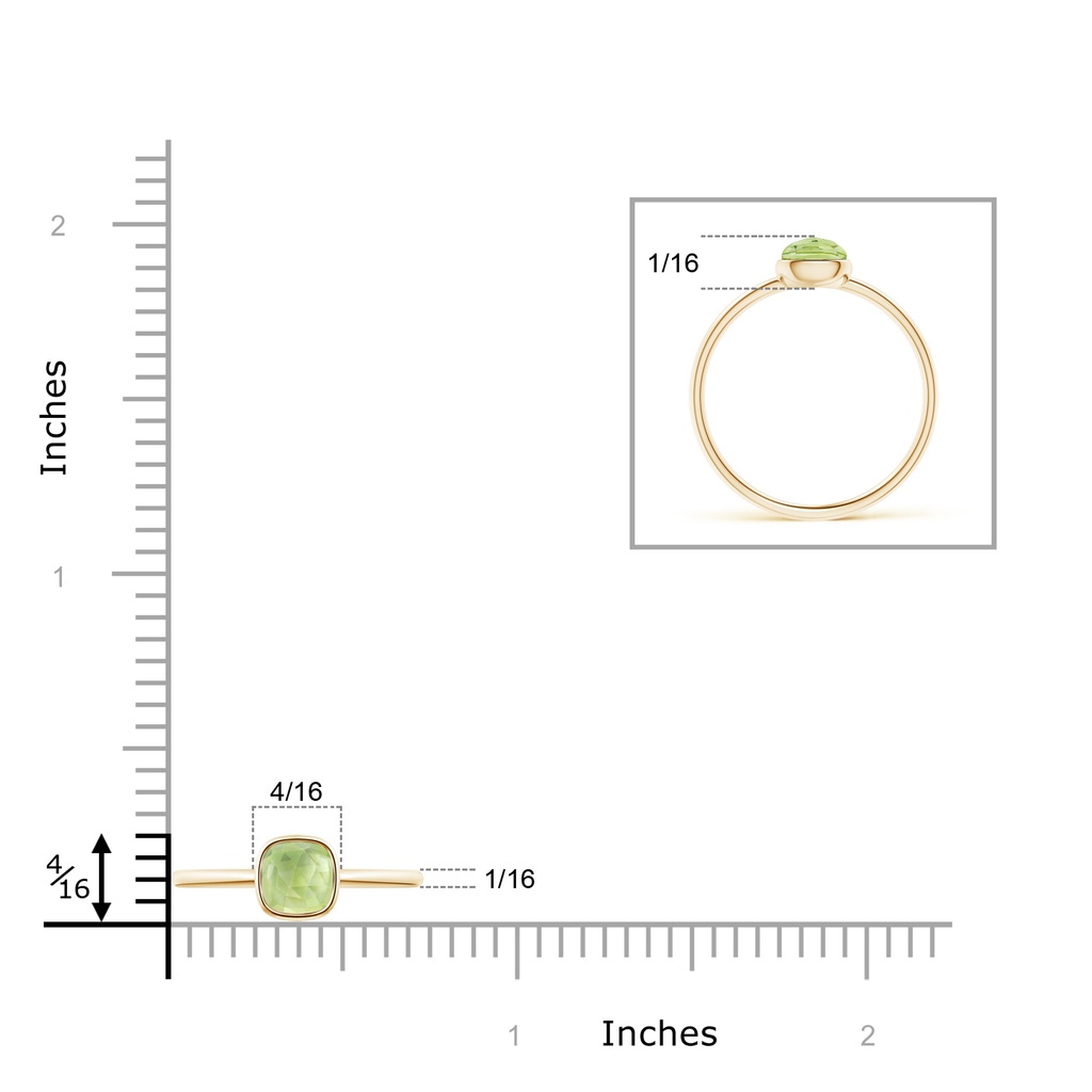 5mm AAA Bezel-Set Cushion Peridot Solitaire Ring in Yellow Gold Product Image