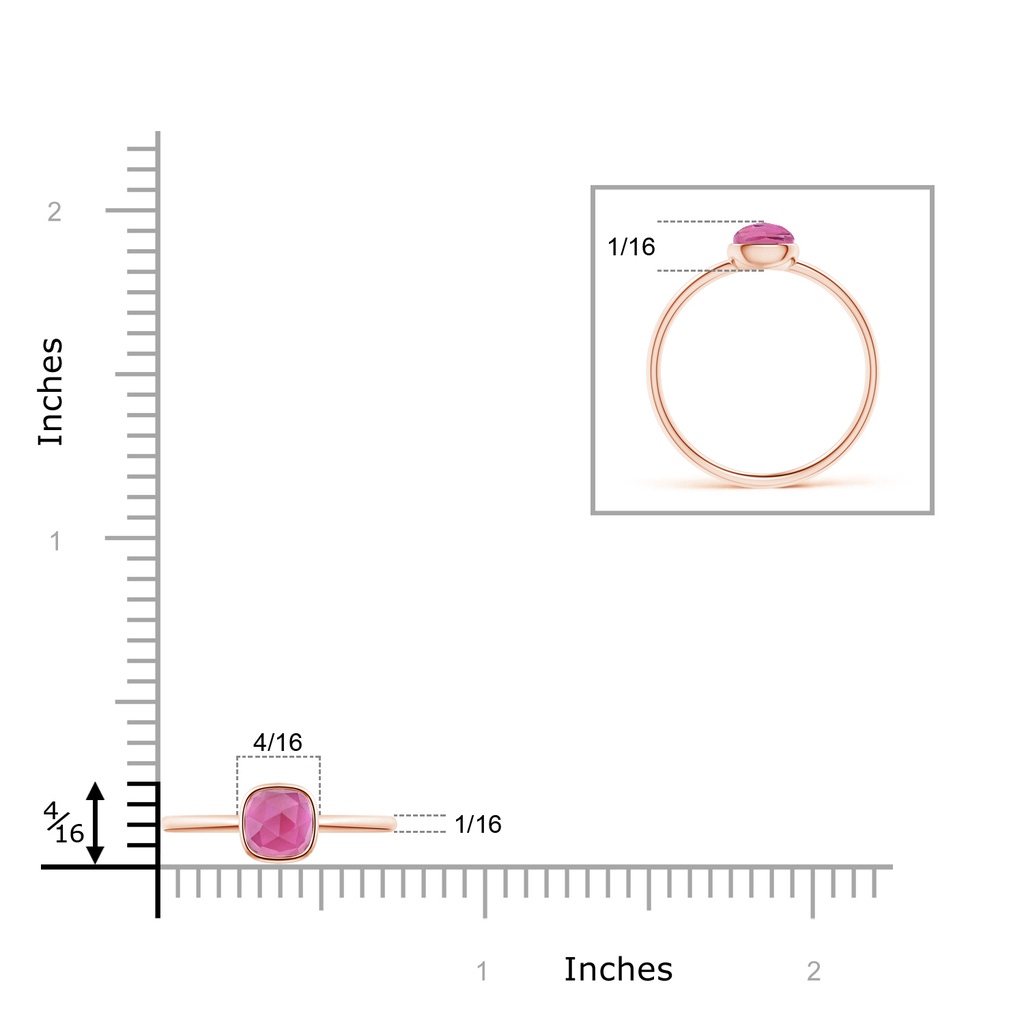 5mm AAA Bezel-Set Cushion Pink Tourmaline Solitaire Ring in Rose Gold Product Image