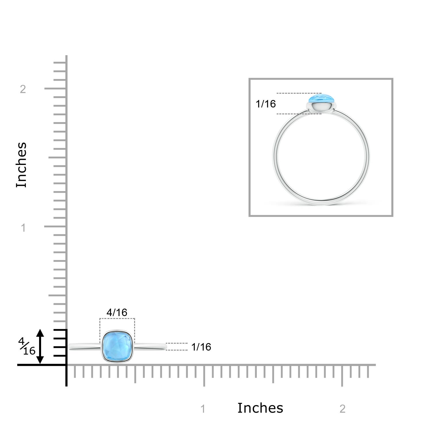 AAA - Swiss Blue Topaz / 0.56 CT / 14 KT White Gold