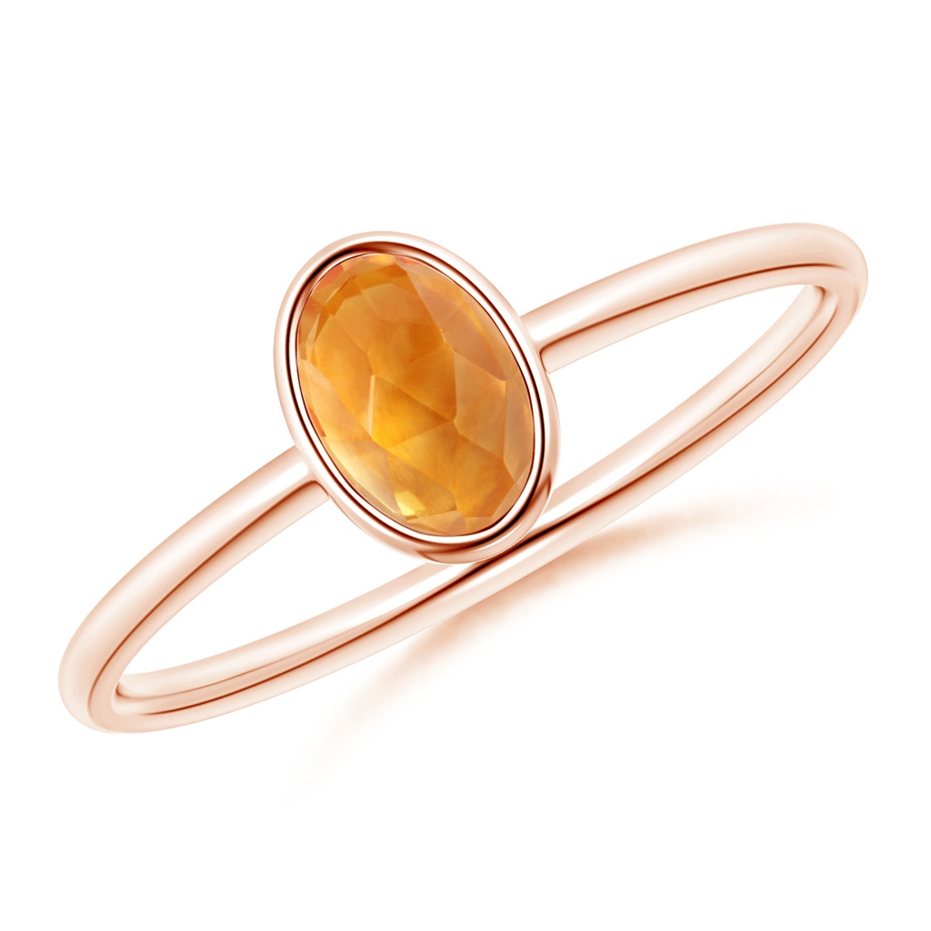 6x4mm AAA Classic Bezel-Set Oval Citrine Ring in Rose Gold