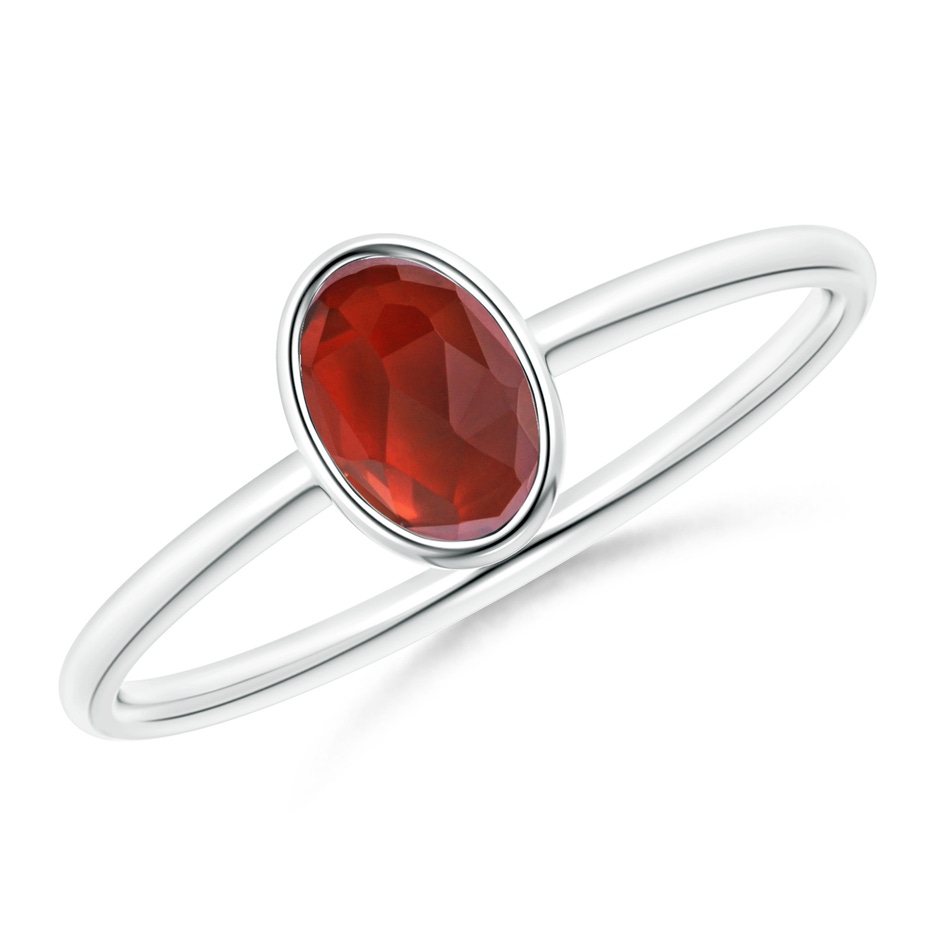 6x4mm AAA Classic Bezel-Set Oval Garnet Ring in White Gold 