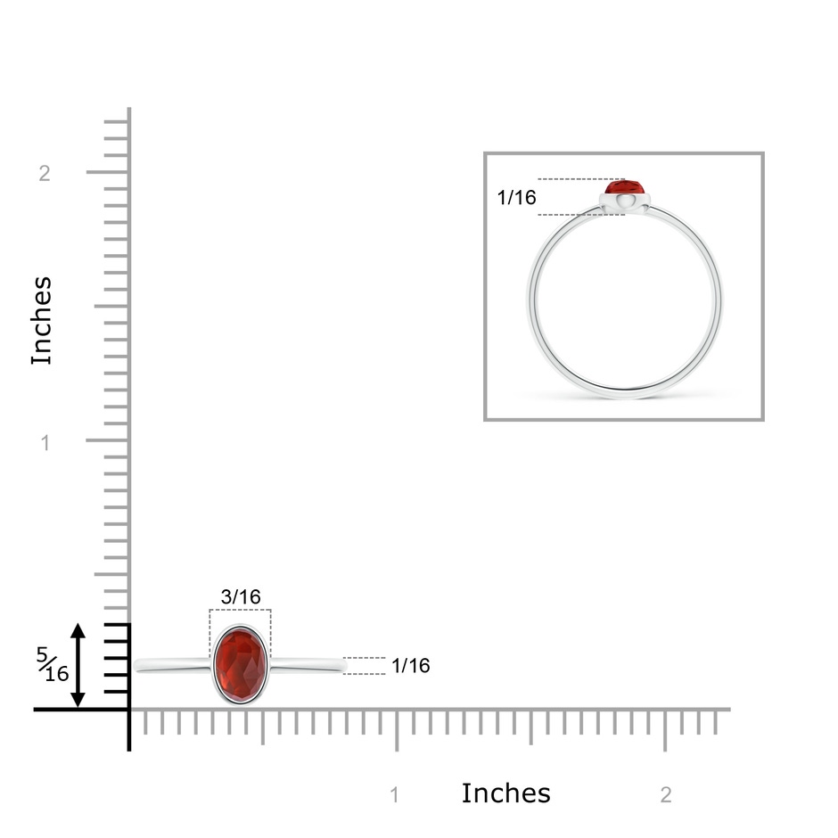 6x4mm AAA Classic Bezel-Set Oval Garnet Ring in White Gold ruler