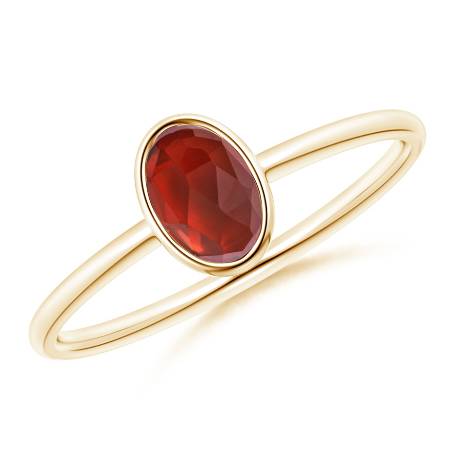 6x4mm AAA Classic Bezel-Set Oval Garnet Ring in Yellow Gold 