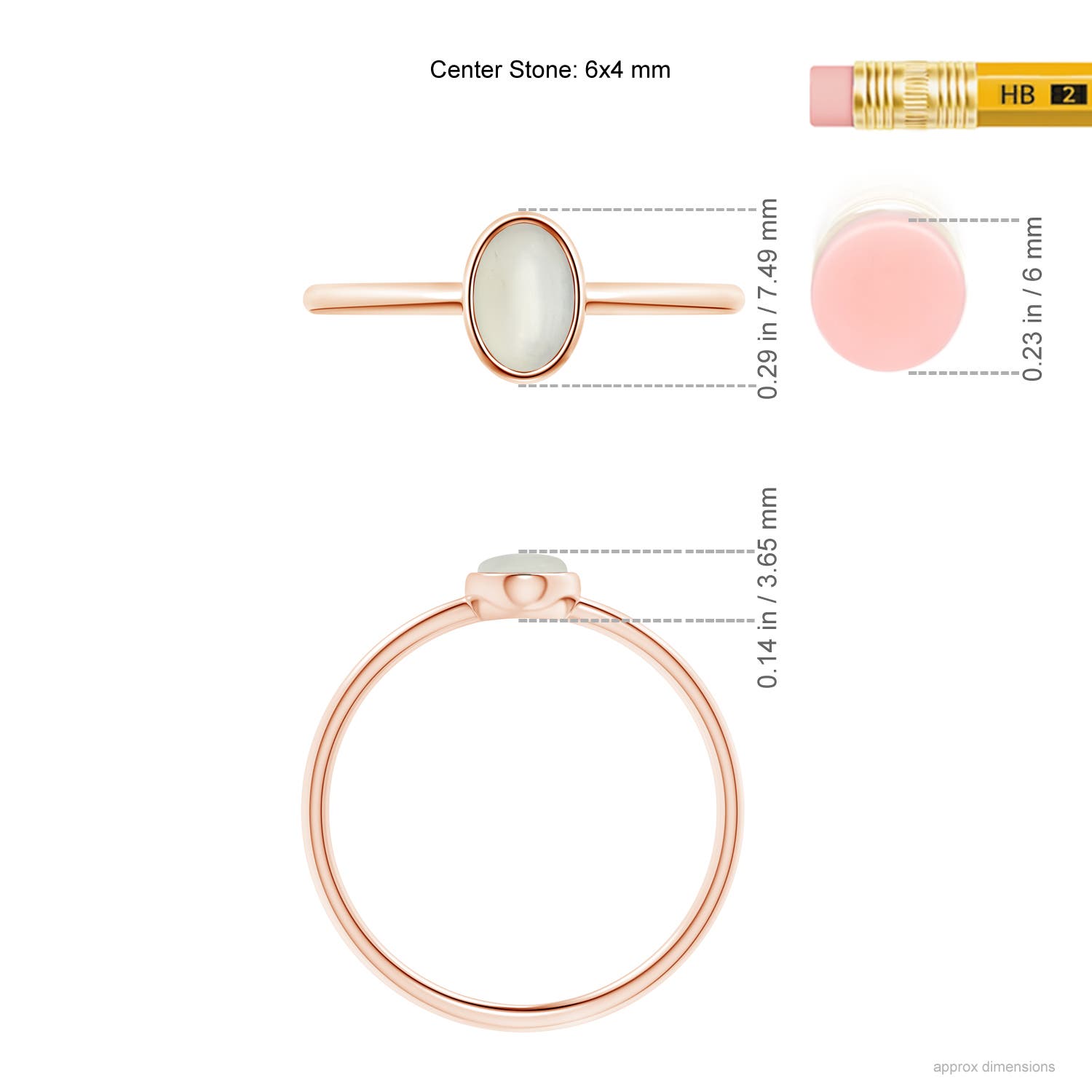 AAA - Moonstone / 0.37 CT / 14 KT Rose Gold