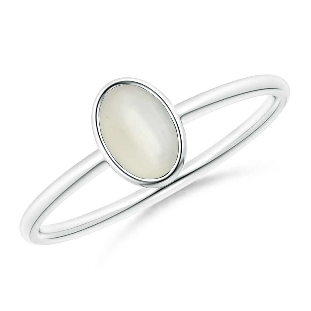 6x4mm AAA Classic Bezel-Set Oval Moonstone Ring in White Gold