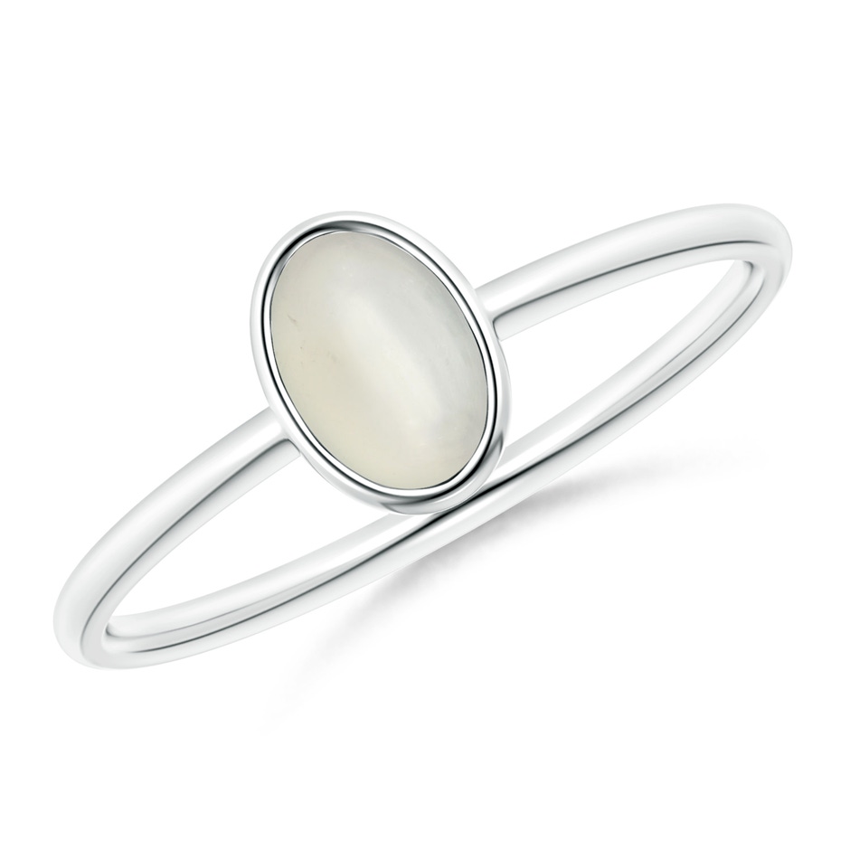 6x4mm AAA Classic Bezel-Set Oval Moonstone Ring in White Gold 