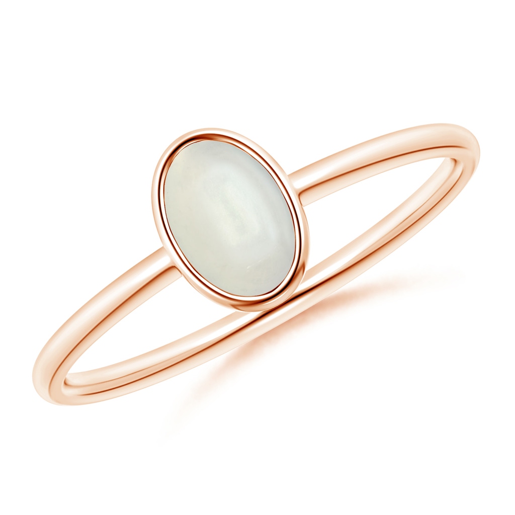 6x4mm AAAA Classic Bezel-Set Oval Moonstone Ring in Rose Gold