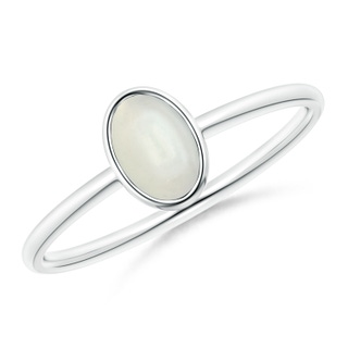 6x4mm AAAA Classic Bezel-Set Oval Moonstone Ring in White Gold
