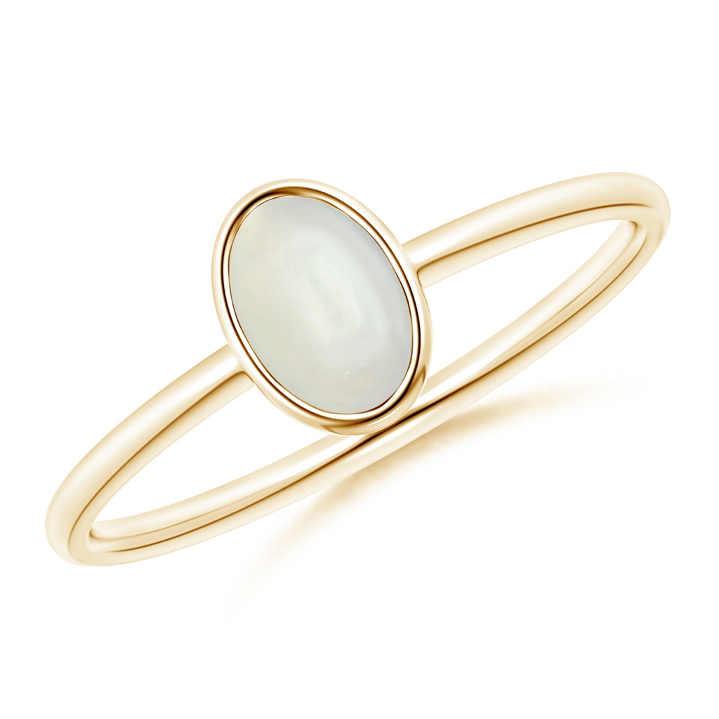 6x4mm AAAA Classic Bezel-Set Oval Moonstone Ring in Yellow Gold