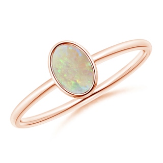 6x4mm AAA Classic Bezel-Set Oval Opal Ring in Rose Gold