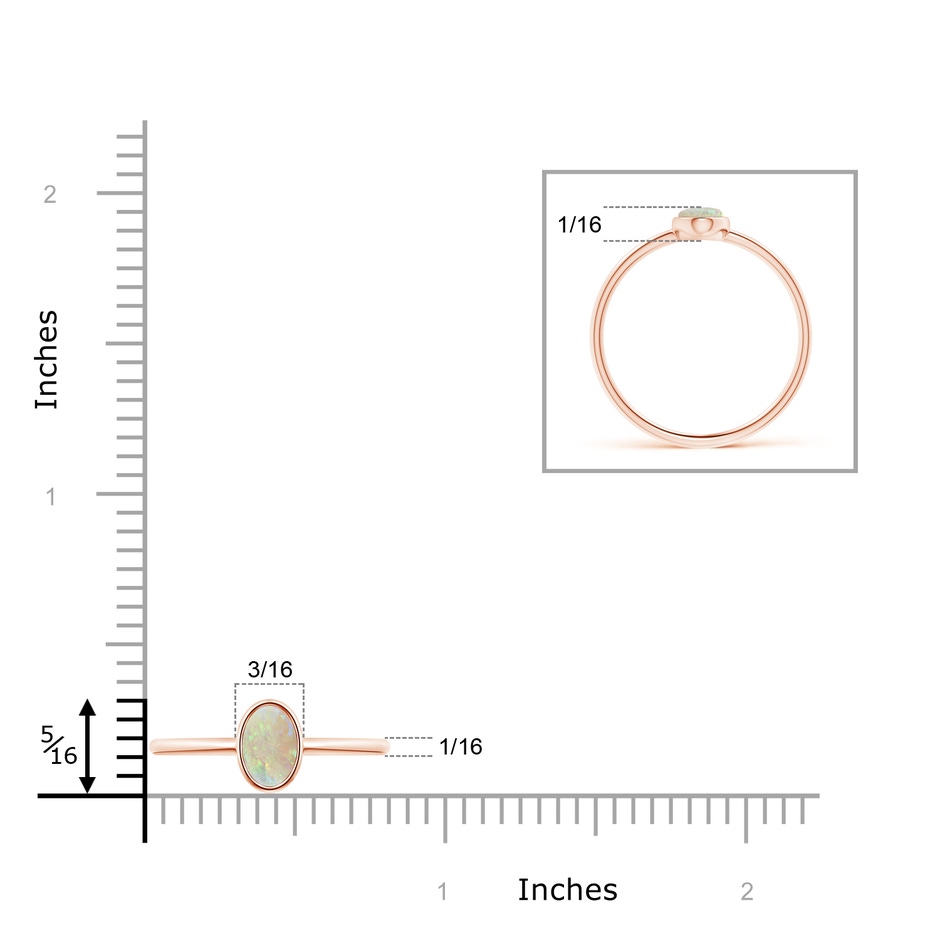 6x4mm AAA Classic Bezel-Set Oval Opal Ring in Rose Gold ruler