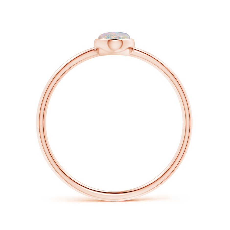 6x4mm AAAA Classic Bezel-Set Oval Opal Ring in 9K Rose Gold side 1