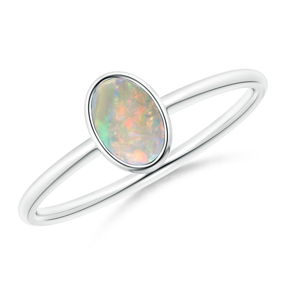 6x4mm AAAA Classic Bezel-Set Oval Opal Ring in S999 Silver 