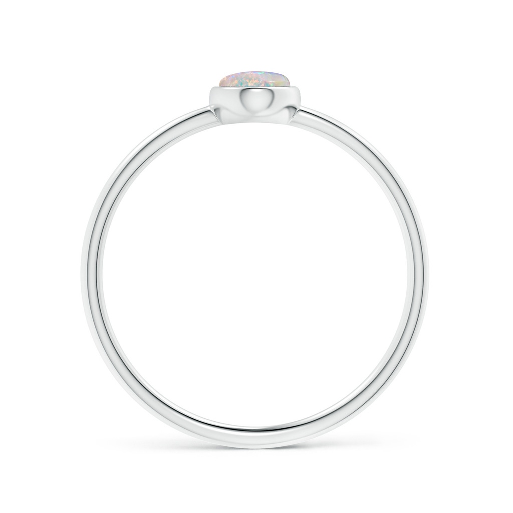 6x4mm AAAA Classic Bezel-Set Oval Opal Ring in S999 Silver Side-1