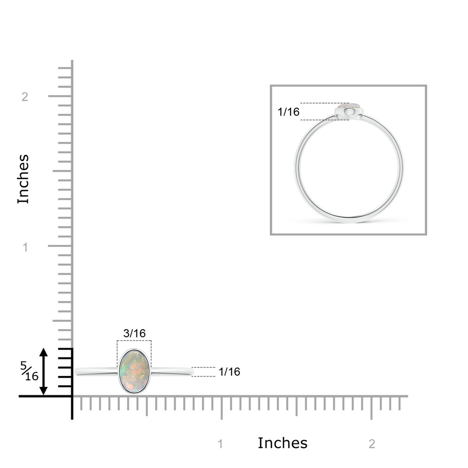 6x4mm AAAA Classic Bezel-Set Oval Opal Ring in S999 Silver ruler