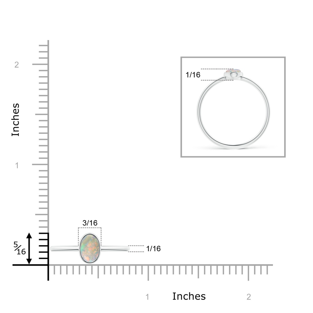 6x4mm AAAA Classic Bezel-Set Oval Opal Ring in White Gold Ruler