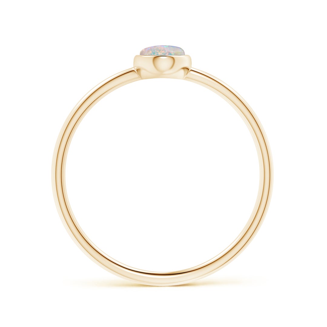6x4mm AAAA Classic Bezel-Set Oval Opal Ring in Yellow Gold - side 1