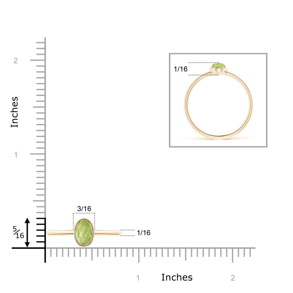 6x4mm AAA Classic Bezel-Set Oval Peridot Ring in Yellow Gold Product Image