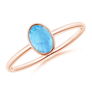 6x4mm AAA Classic Bezel-Set Oval Swiss Blue Topaz Ring in Rose Gold