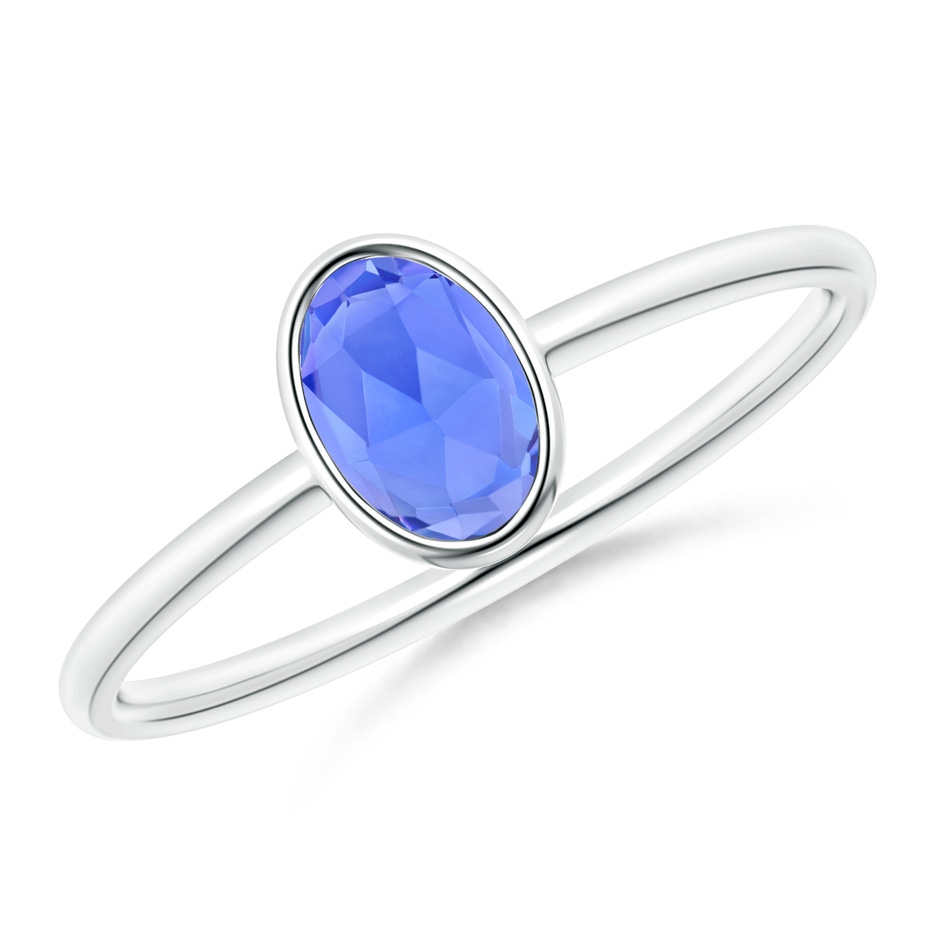 6x4mm AAA Classic Bezel-Set Oval Tanzanite Ring in White Gold 