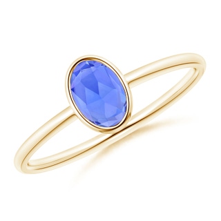 6x4mm AAA Classic Bezel-Set Oval Tanzanite Ring in Yellow Gold