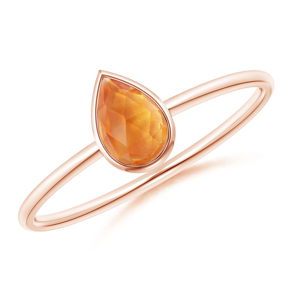 6x4mm AAA Pear-Shaped Citrine Solitaire Ring in Rose Gold