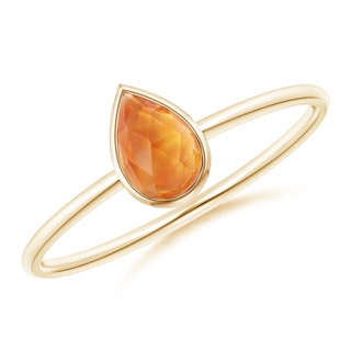 6x4mm AAA Pear-Shaped Citrine Solitaire Ring in Yellow Gold