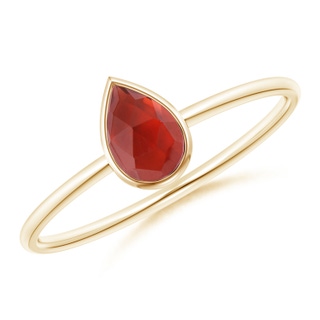 6x4mm AAA Pear-Shaped Garnet Solitaire Ring in Yellow Gold