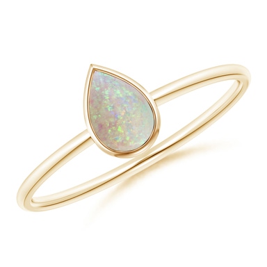 Bezel-Set Round Opal Ring with Diamond Accents | Angara