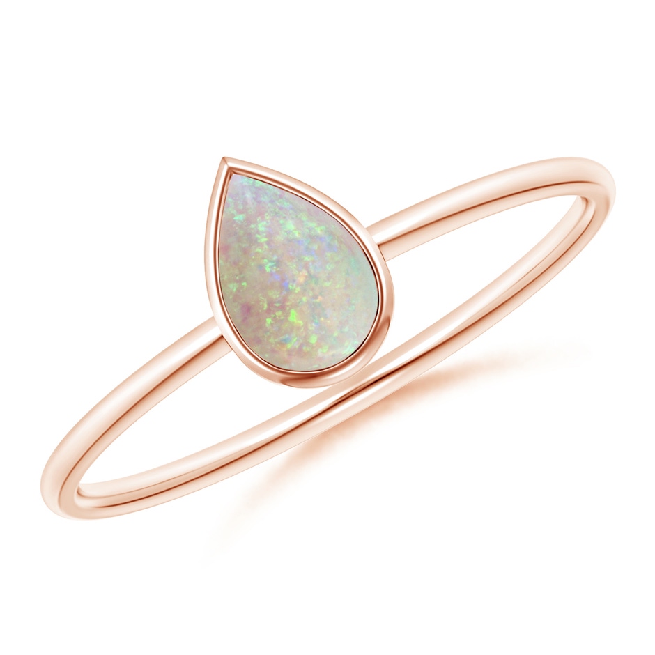 6x4mm AAA Pear-Shaped Opal Solitaire Ring in 9K Rose Gold 