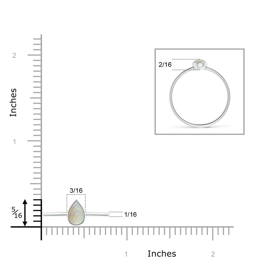 6x4mm AAA Pear-Shaped Opal Solitaire Ring in S999 Silver ruler