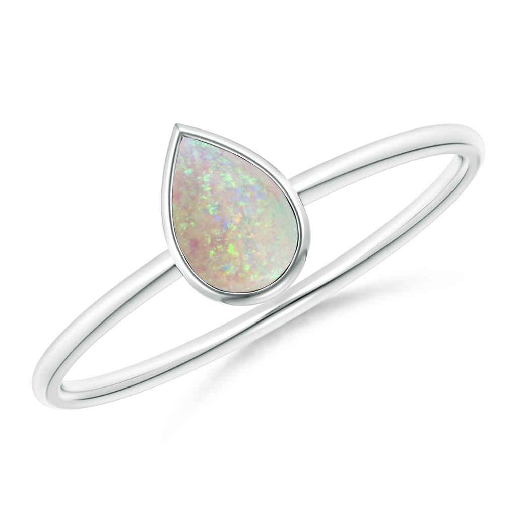6x4mm AAA Pear-Shaped Opal Solitaire Ring in White Gold