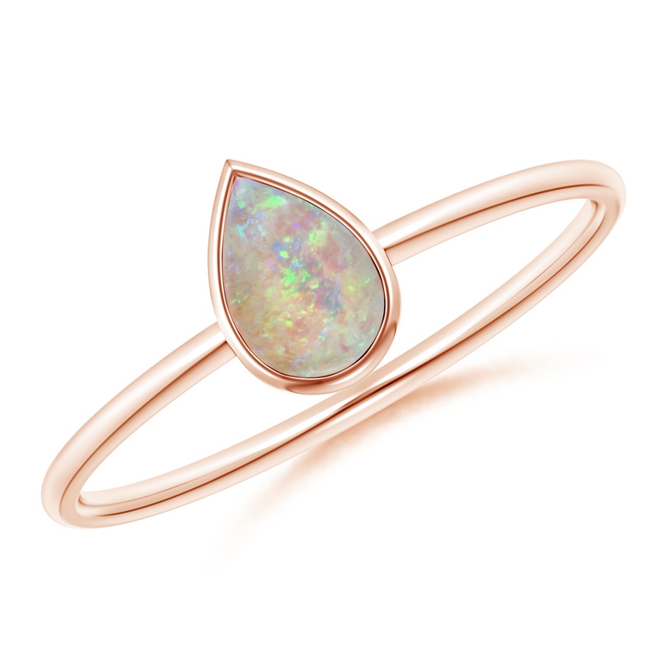 6x4mm AAAA Pear-Shaped Opal Solitaire Ring in Rose Gold 