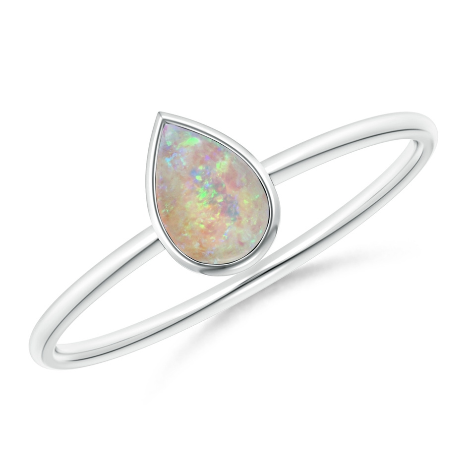 6x4mm AAAA Pear-Shaped Opal Solitaire Ring in White Gold 