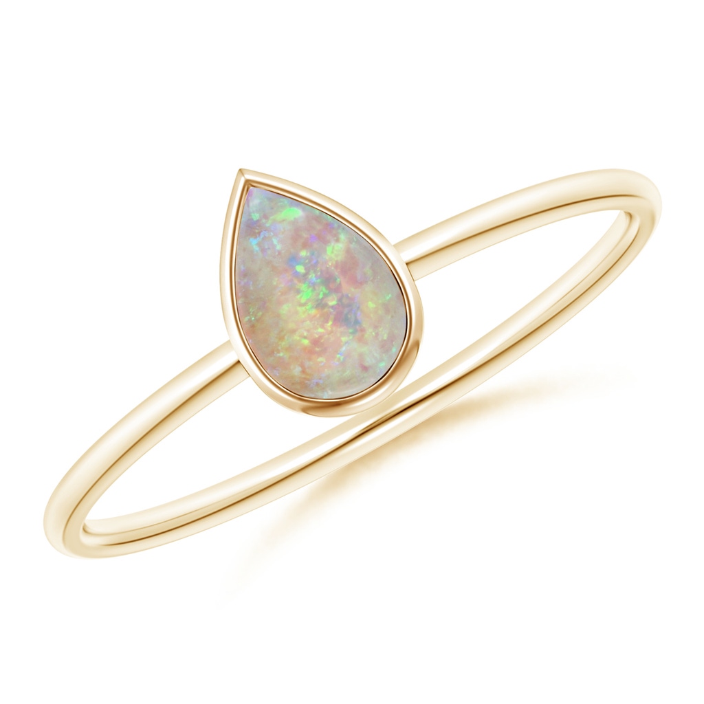 6x4mm AAAA Pear-Shaped Opal Solitaire Ring in Yellow Gold