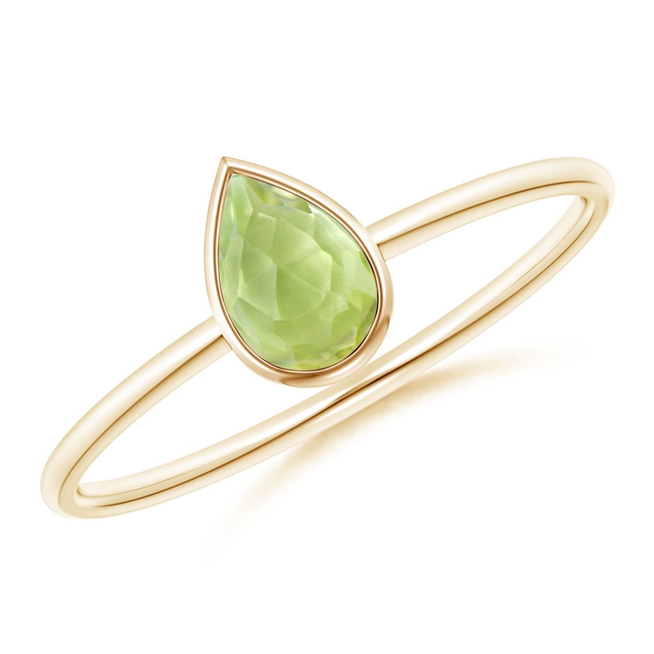 6x4mm AAA Pear-Shaped Peridot Solitaire Ring in 10K Yellow Gold 