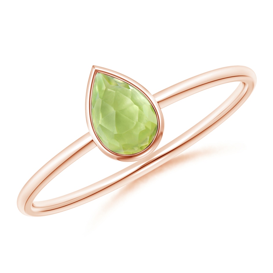 6x4mm AAA Pear-Shaped Peridot Solitaire Ring in 9K Rose Gold 