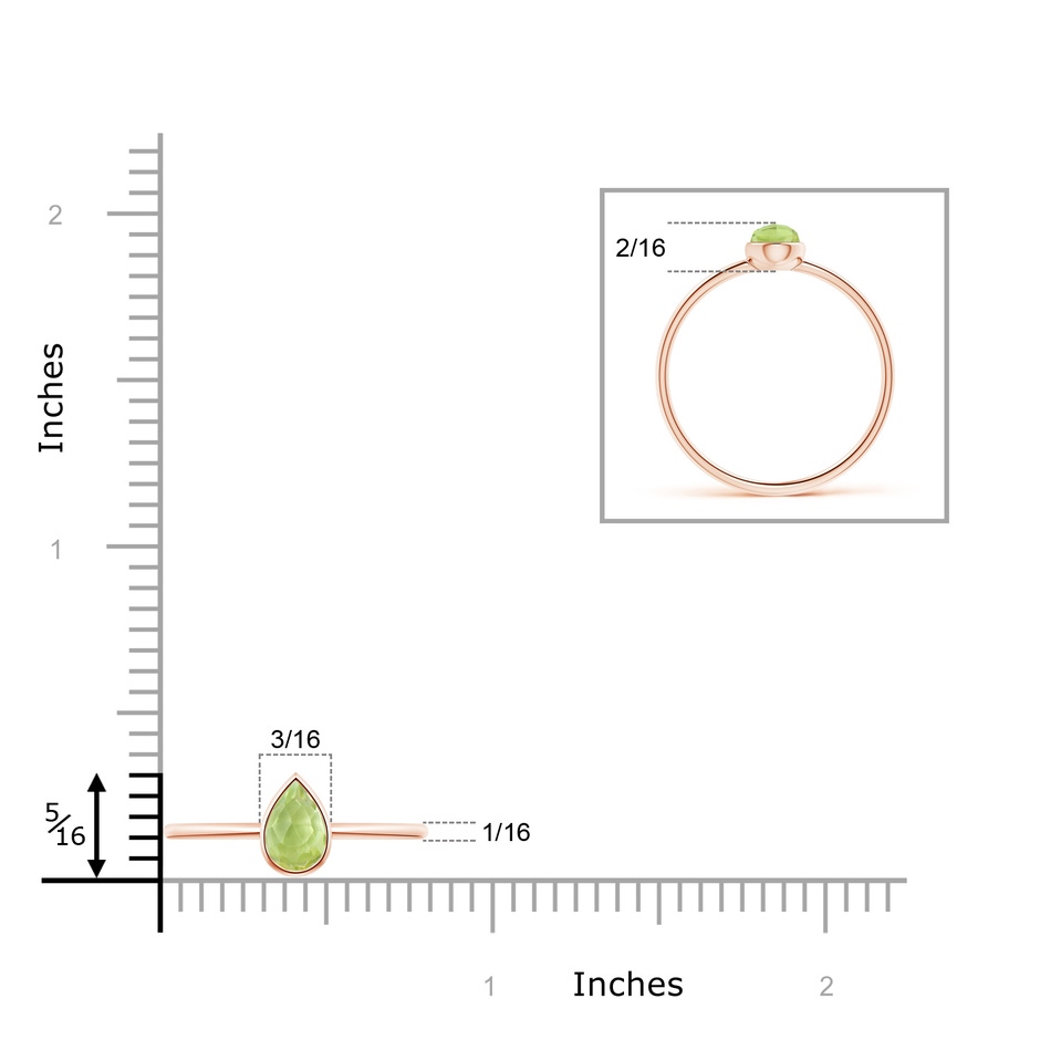 6x4mm AAA Pear-Shaped Peridot Solitaire Ring in 9K Rose Gold product image