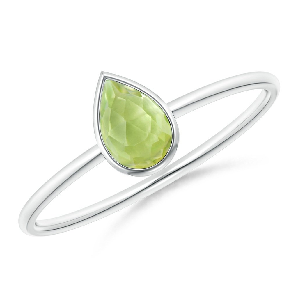 6x4mm AAA Pear-Shaped Peridot Solitaire Ring in S999 Silver