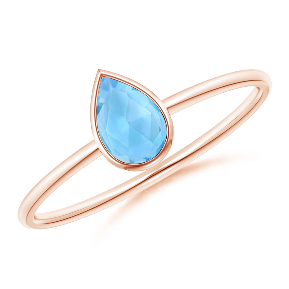 6x4mm AAA Pear-Shaped Swiss Blue Topaz Solitaire Ring in Rose Gold 