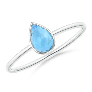 6x4mm AAA Pear-Shaped Swiss Blue Topaz Solitaire Ring in White Gold