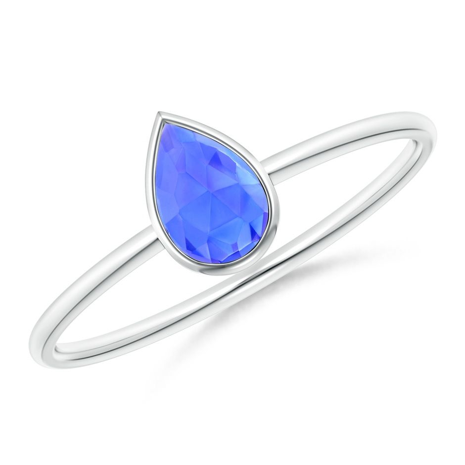 6x4mm AAA Pear-Shaped Tanzanite Solitaire Ring in White Gold 