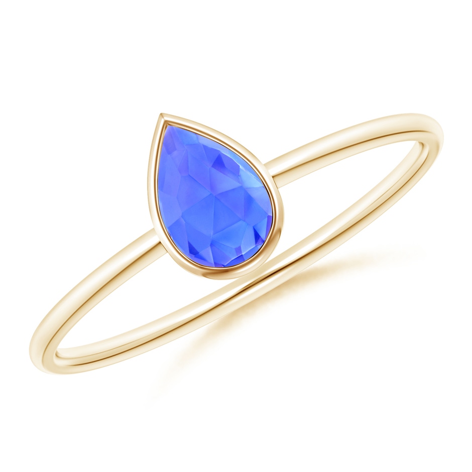 6x4mm AAA Pear-Shaped Tanzanite Solitaire Ring in Yellow Gold 