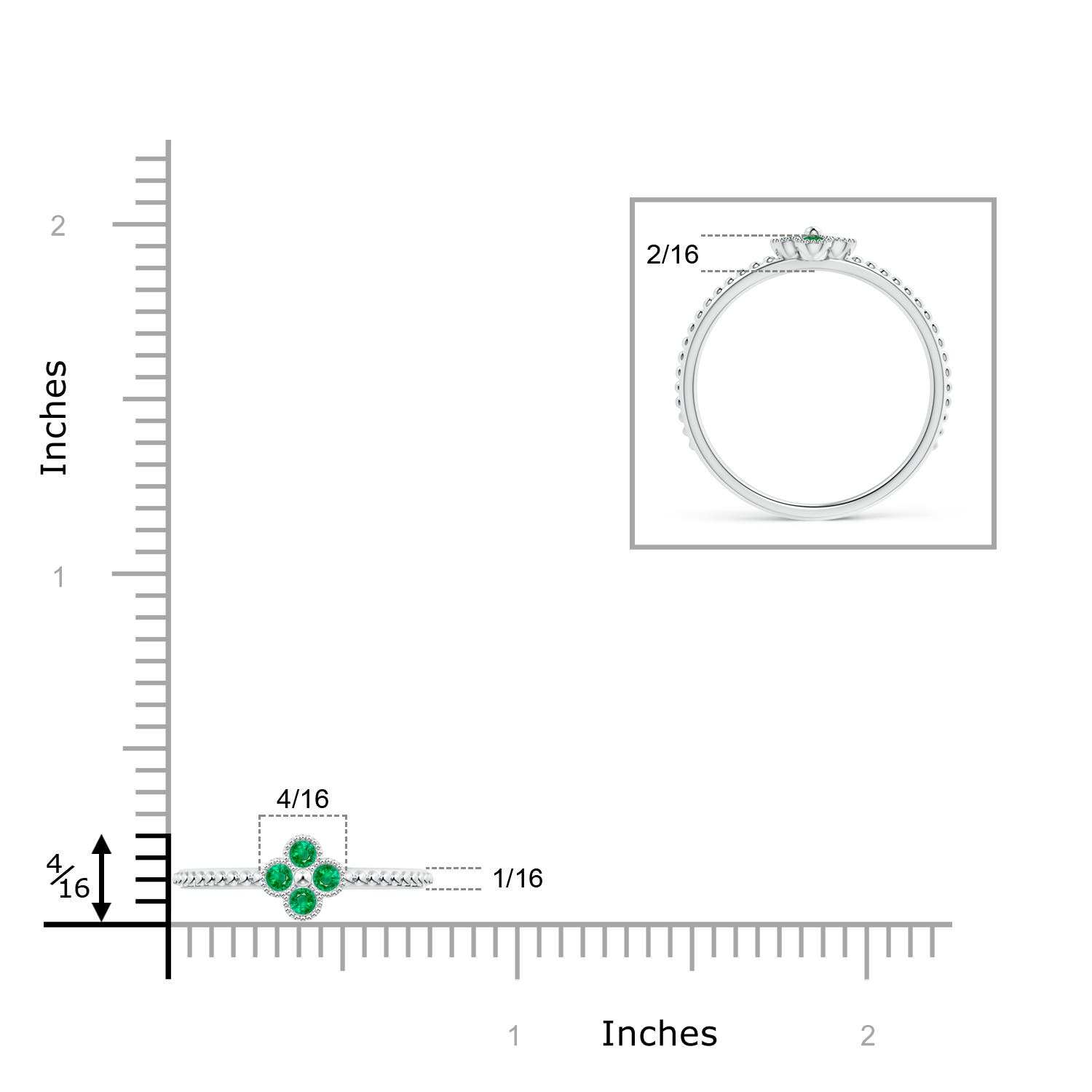 AAA - Emerald / 0.18 CT / 14 KT White Gold