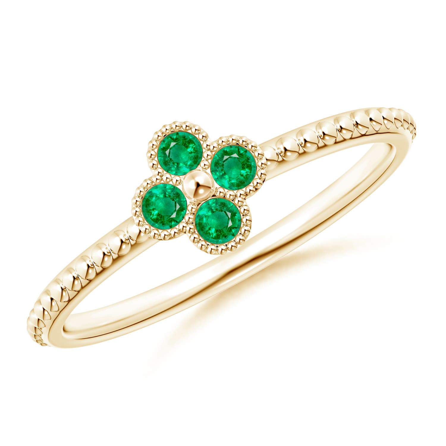 AAA - Emerald / 0.18 CT / 14 KT Yellow Gold