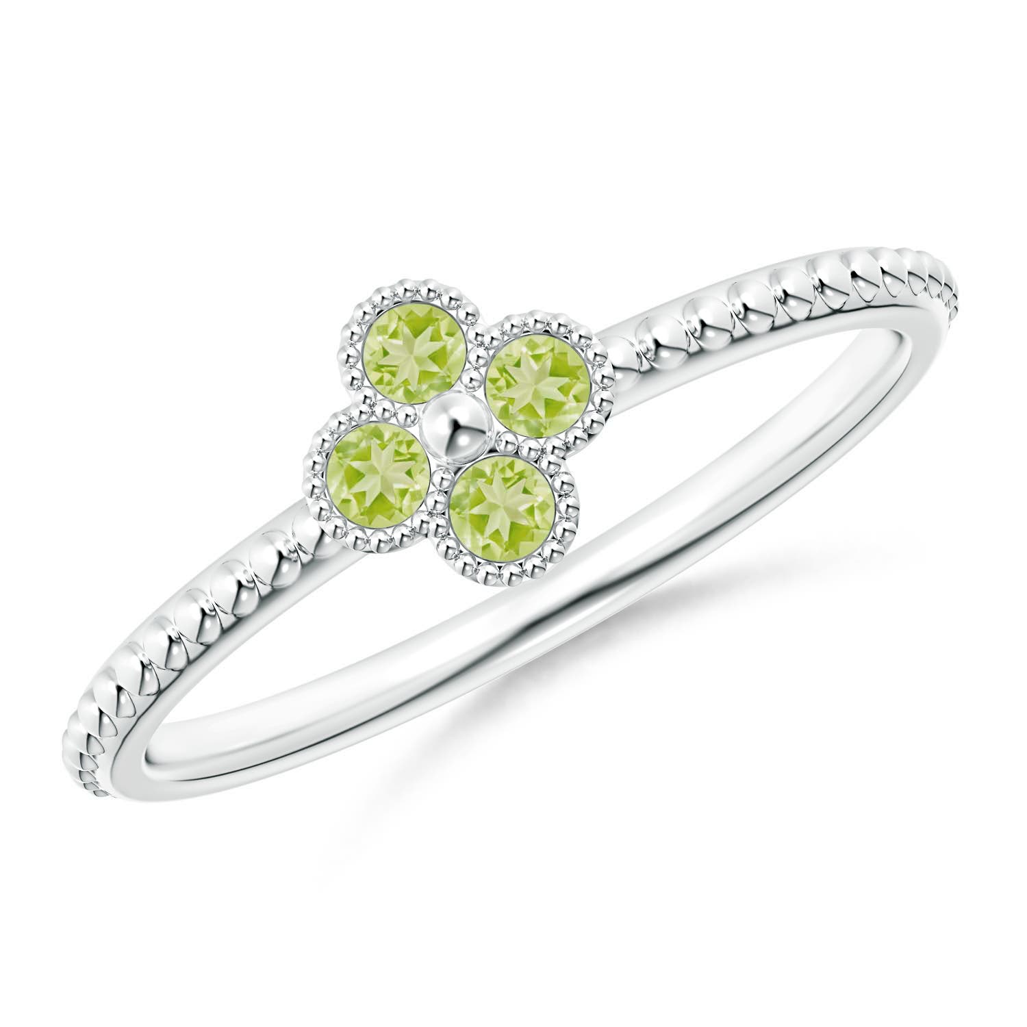 AAA - Peridot / 0.16 CT / 14 KT White Gold