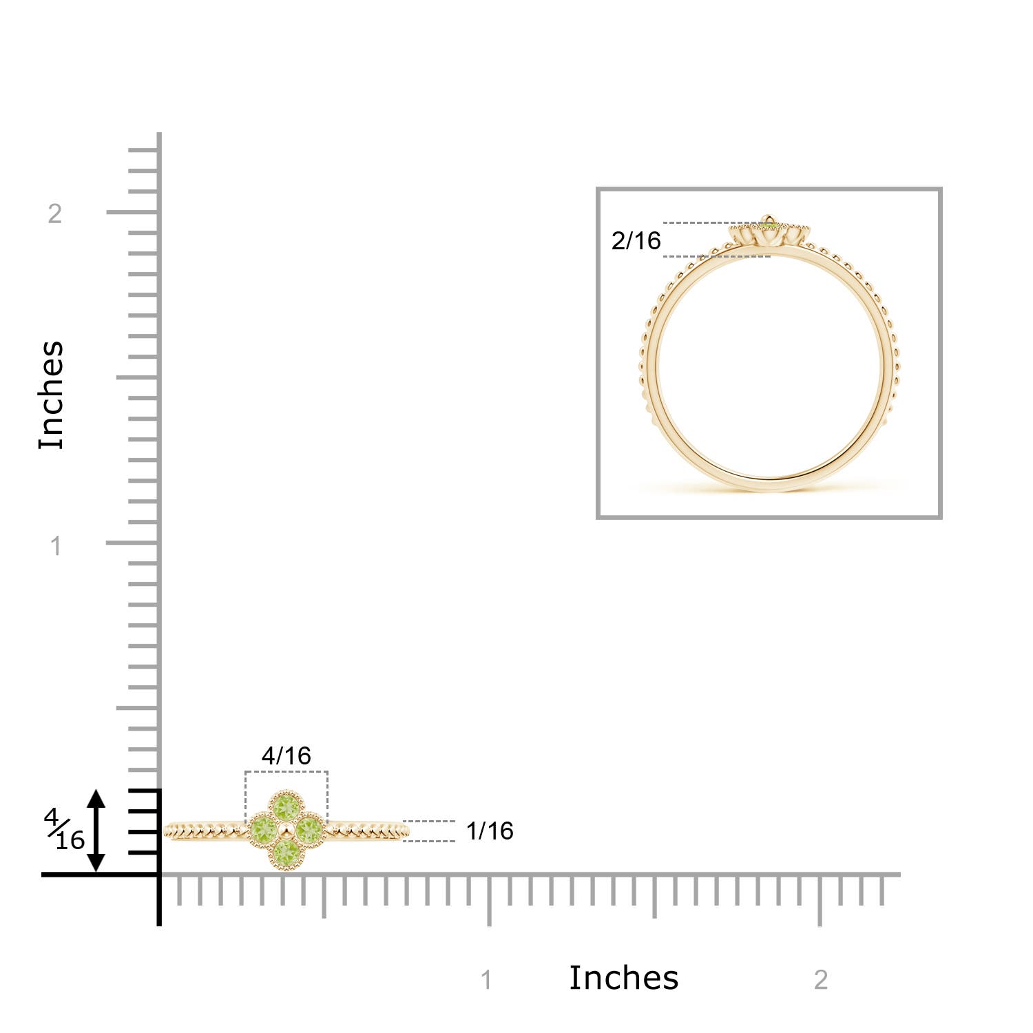 AAA - Peridot / 0.16 CT / 14 KT Yellow Gold